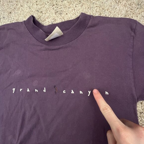 VTG 90s Grand Canyon Tee Shirt Fred Harvey USA Made Small Purple Short Sleeve - Picture 8 of 12